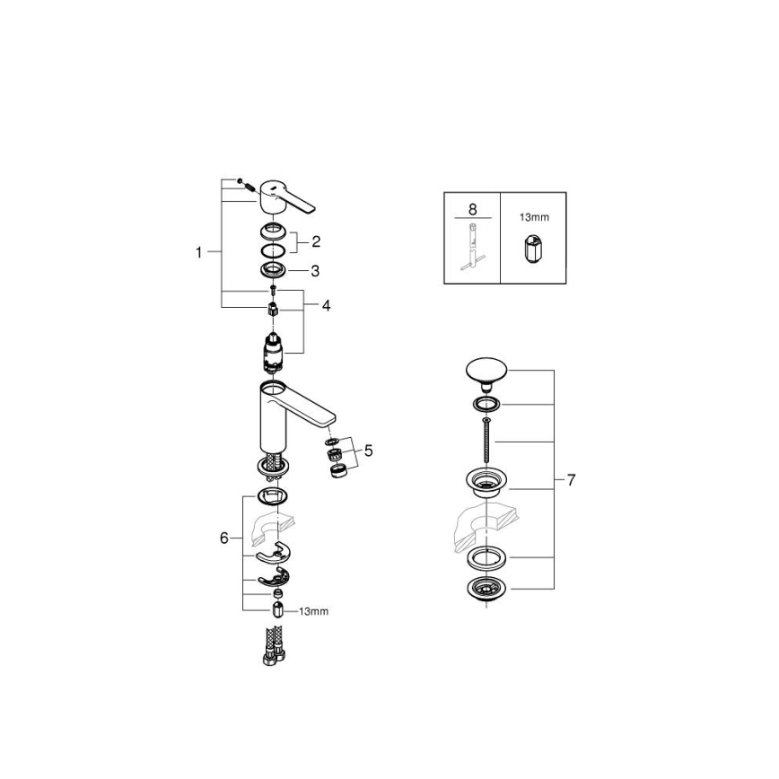 GROHE 23791DC1 - Tvättställsblandare LINEARE i rostfritt stål