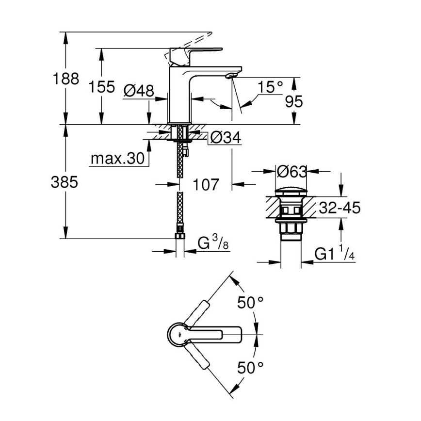 GROHE 23791DC1 - Tvättställsblandare LINEARE i rostfritt stål