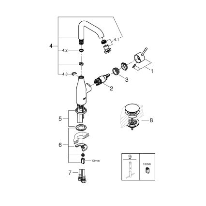 GROHE 23799001 - Tvättställsblandare ESSENCE, storlek L, blank krom