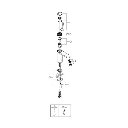 GROHE 23800000 - Tvättställsblandare GET, storlek M, blank krom