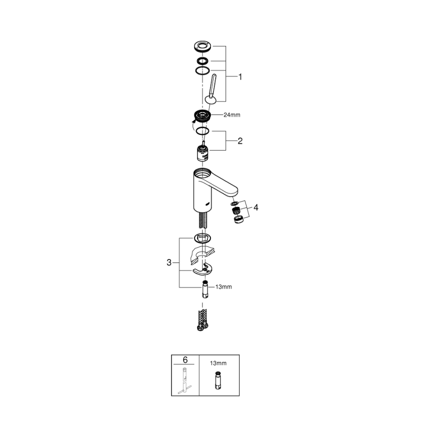 GROHE 23800000 - Tvättställsblandare GET, storlek M, blank krom