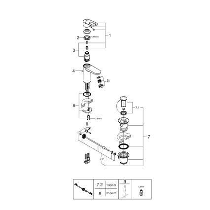 GROHE 23803000 - EUROSMART tvättställsblandare, blank krom