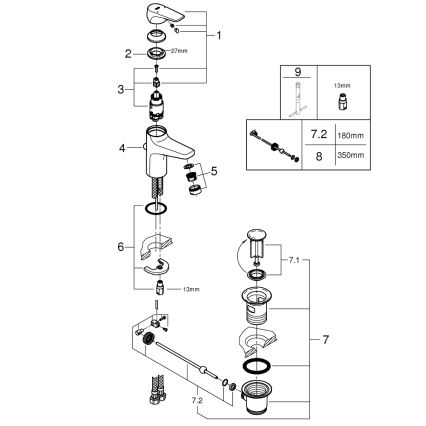 GROHE 23809000 - Tvättställsblandare START FLOW DN 15 polerad krom