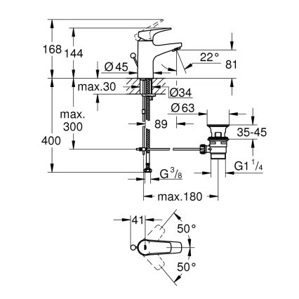 GROHE 23809000 - Tvättställsblandare START FLOW DN 15 polerad krom