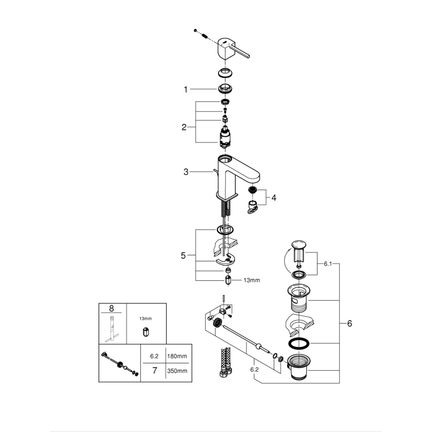GROHE 23870003 - Tvättställsblandare PLUS storlek S blank krom