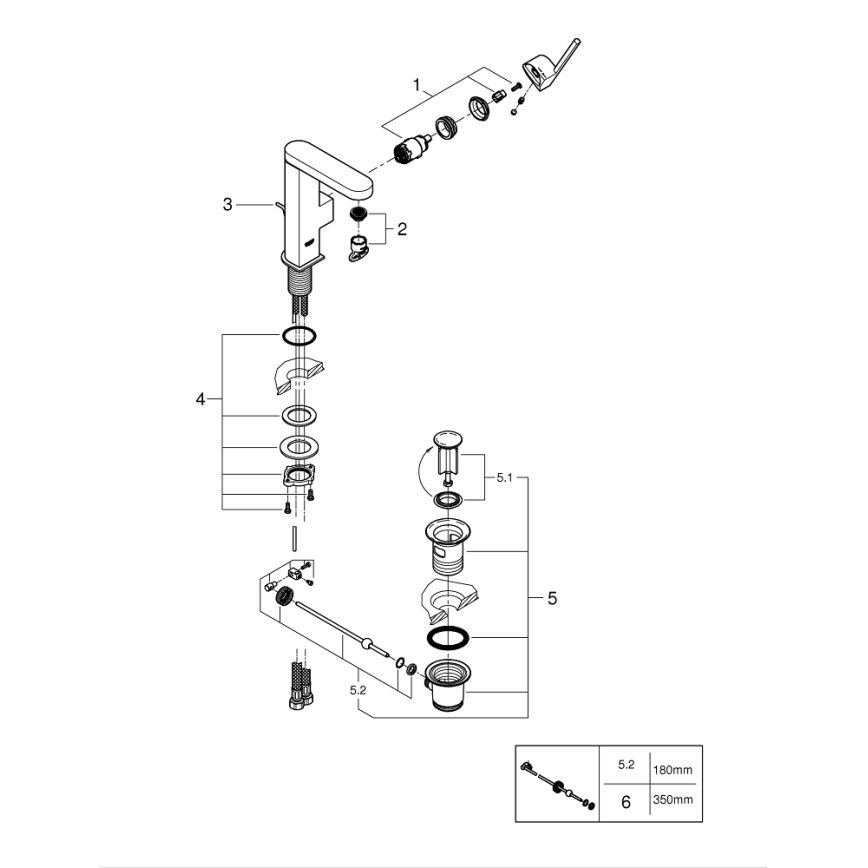 GROHE 23871003 - Tvättställsblandare PLUS, storlek M, polerad krom