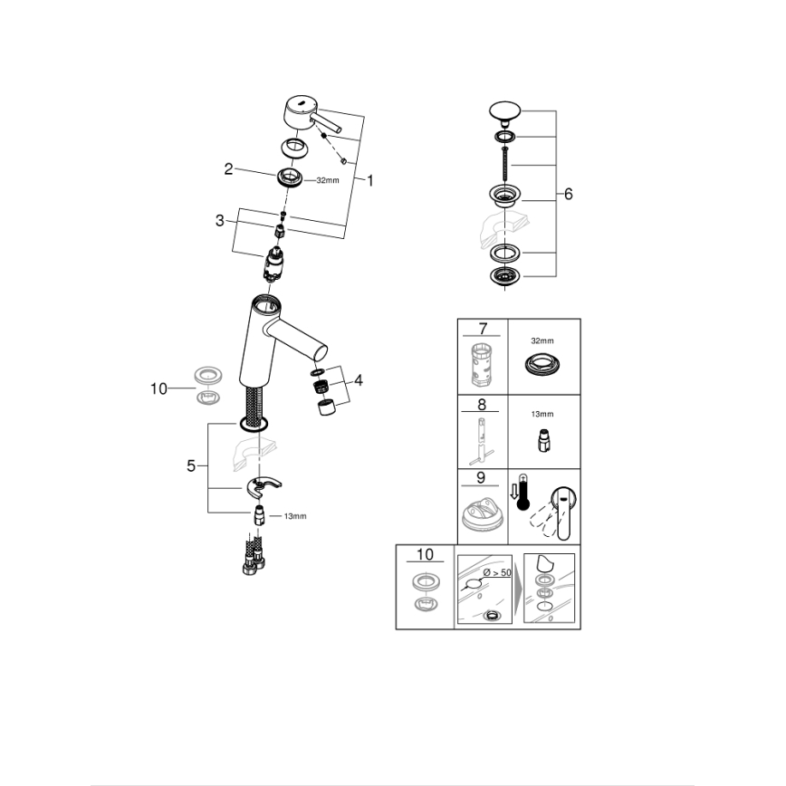 GROHE 23932001 - Tvättställsblandare EUROSMART, storlek M, blank krom