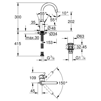 GROHE 23933001 - Tvättställsblandare EUROSMART COSMOPOLITAN storlek L krom