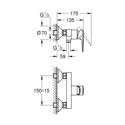 GROHE 24197001 - Duschblandare START EDGE DN 15, polerad krom