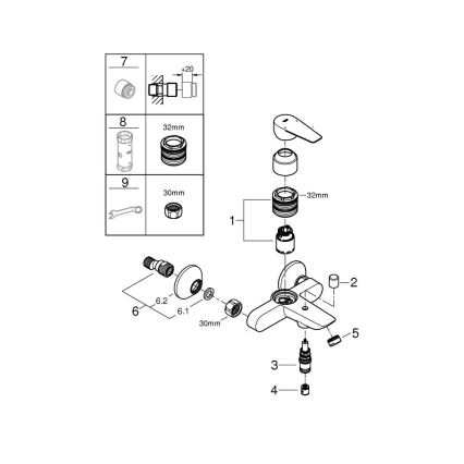 GROHE 24198001 - Badkarsblandare DN 15 i blank krom