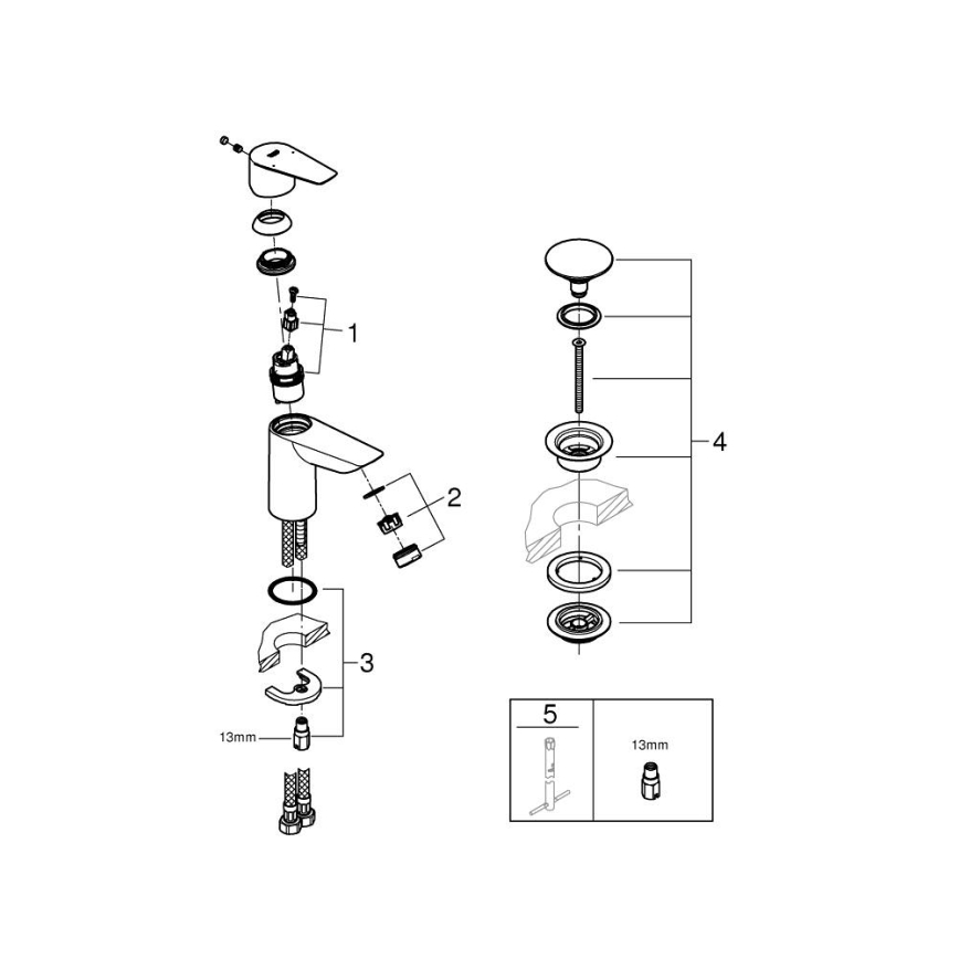 GROHE 24199001 - Tvättställsblandare START EDGE DN 15 blank krom