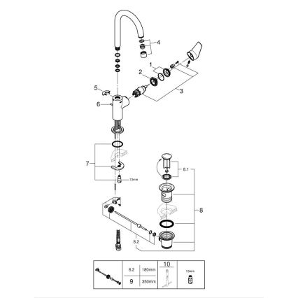 GROHE 24201001 - Tvättställsblandare DN 15, storlek L, blank krom