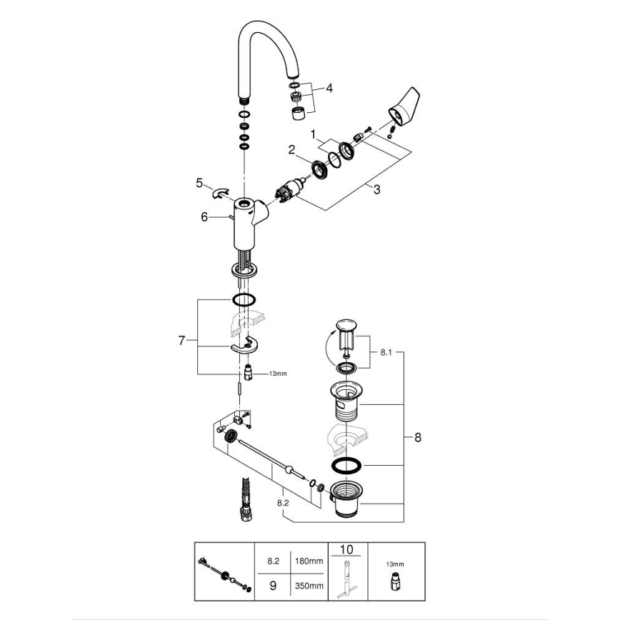 GROHE 24201001 - Tvättställsblandare DN 15, storlek L, blank krom