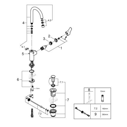 GROHE 242032432 - Tvättställsblandare START 311 mm svart