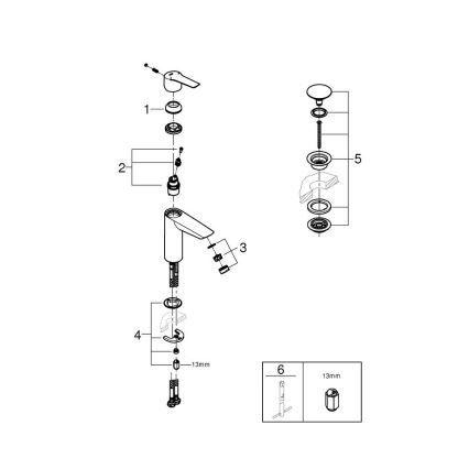 GROHE 24204002 - START tvättställsblandare, storlek M, polerad krom