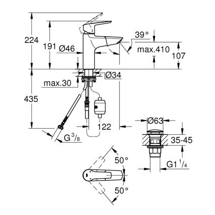 GROHE 24205003 - Tvättställsblandare START DN 15 storlek M polerad krom