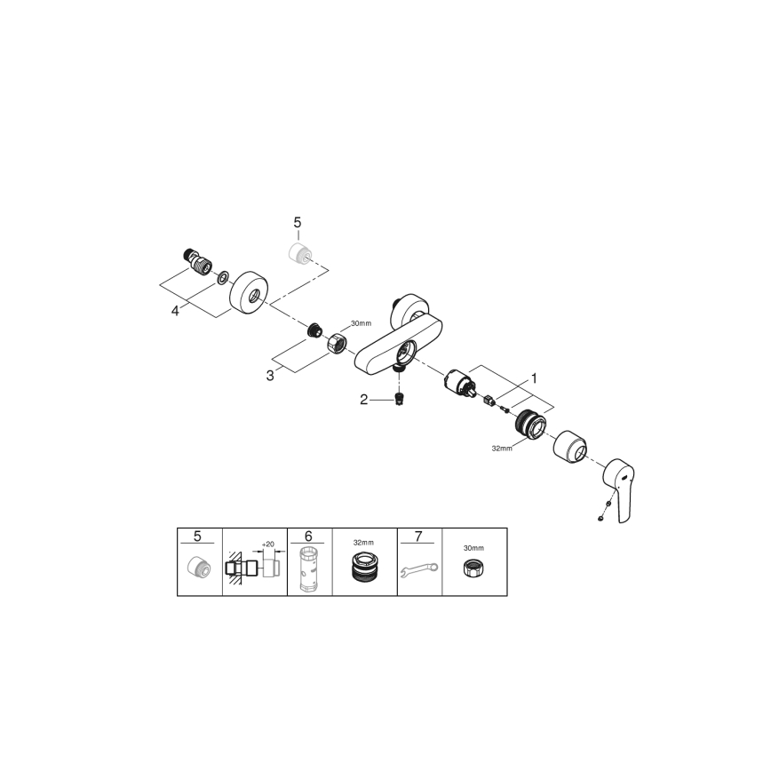 GROHE 24208002 - START väggmonterad duschblandare DN 15, polerad krom