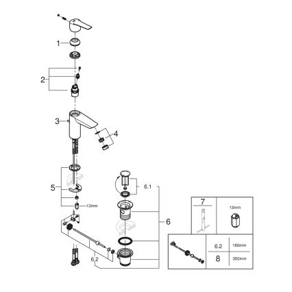 GROHE 242092432 - Tvättställsblandare QUICKFIX START 165 mm svart