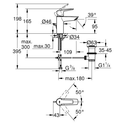 GROHE 242092432 - Tvättställsblandare QUICKFIX START 165 mm svart