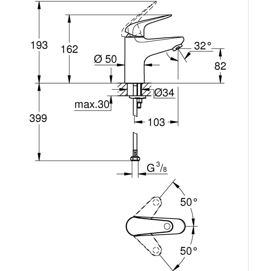GROHE 24317001 - Tvättställsblandare SWIFT 162 mm polerad krom