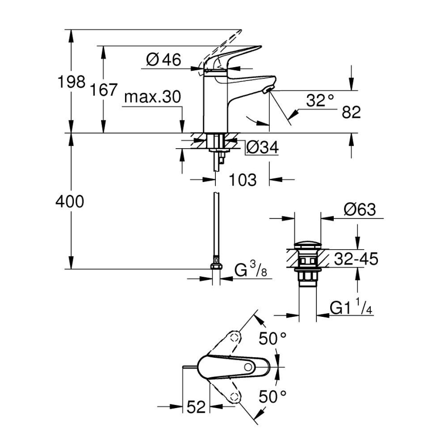 GROHE 24319001 - Tvättställsblandare SWIFT 162 mm polerad krom