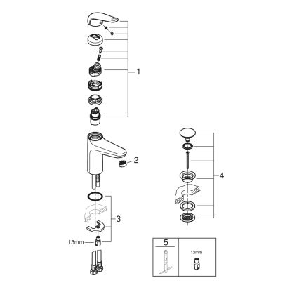 GROHE 24327001 - SWIFT tvättställsblandare, storlek M, polerad krom