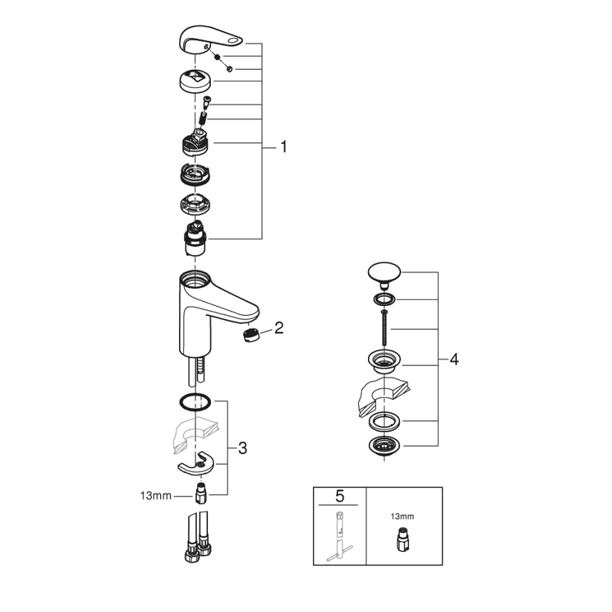 GROHE 24327001 - SWIFT tvättställsblandare, storlek M, polerad krom