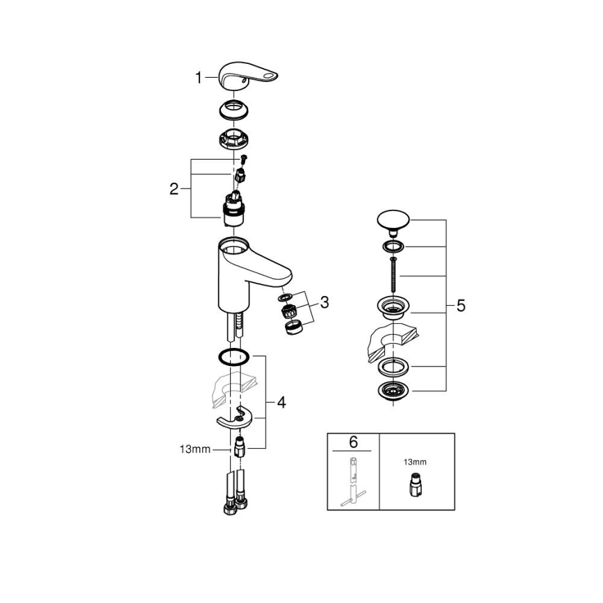GROHE 24329001 - Tvättställsblandare SWIFT DN 15 blank krom