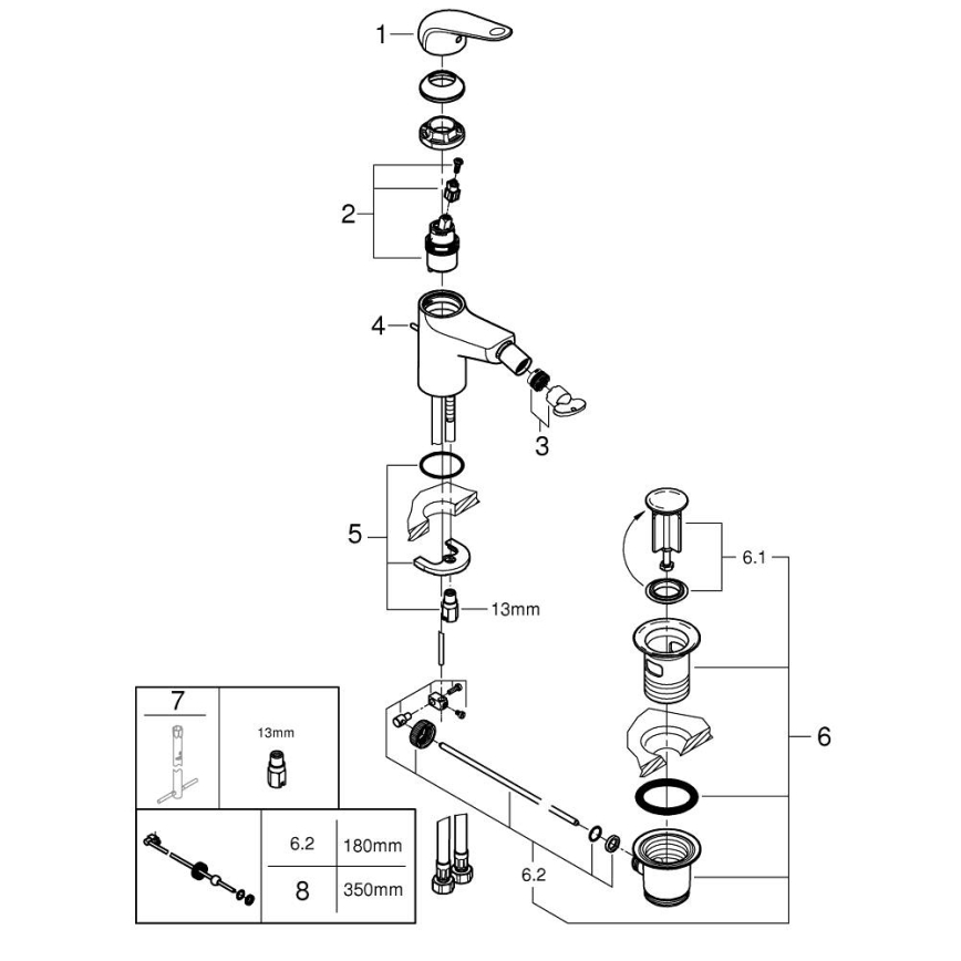 GROHE 24332001 - Bidéblandare SWIFT 146 mm polerad krom