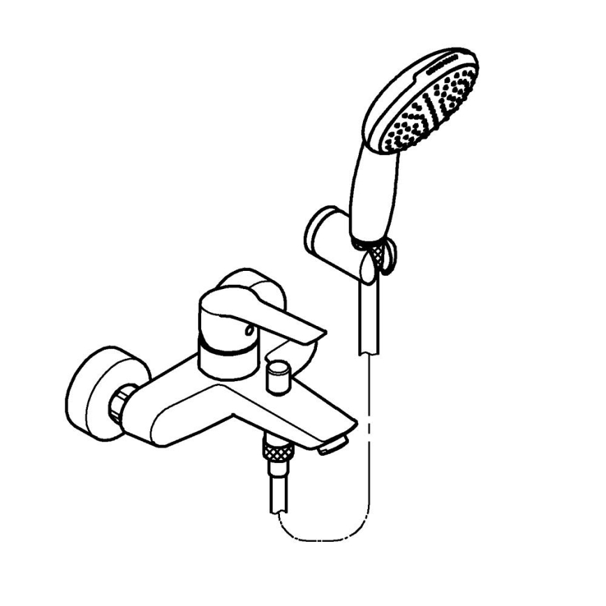 GROHE 25283002 - Badkarsblandare med tillbehör DN 15 i blank krom