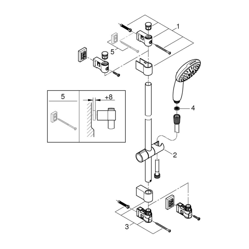 GROHE 26032001 - Duschset VITALIO START 110 600 mm, blank krom