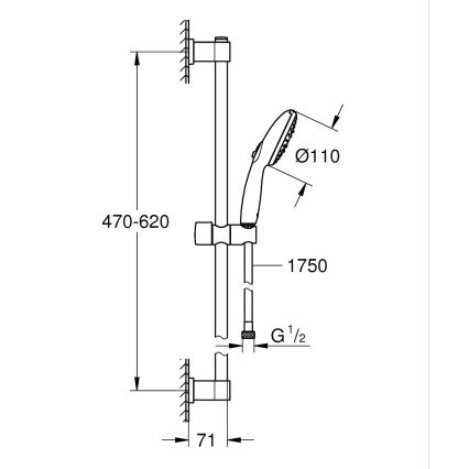 GROHE 26032001 - Duschset VITALIO START 110 600 mm, blank krom