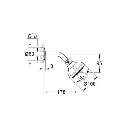 GROHE 26088001 - Duschhuvud TEMPESTA 100 100 mm blank krom