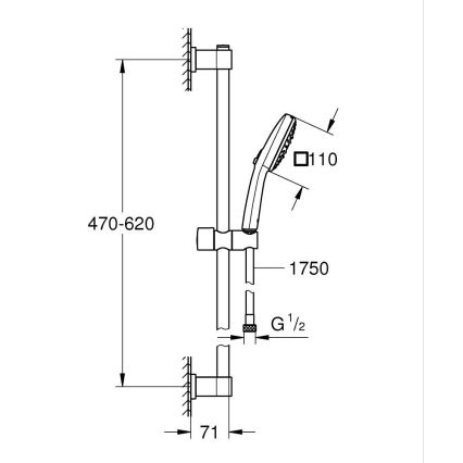 GROHE 26096001 - Duschset VITALIO COMFORT 110 600 mm polerad krom