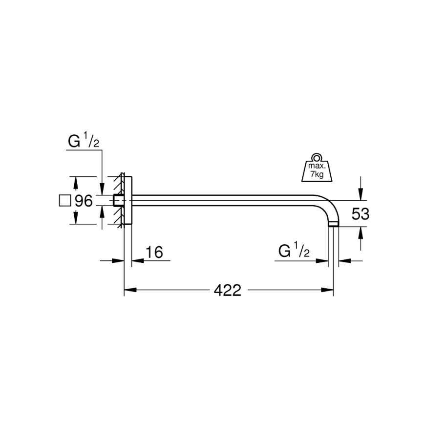 GROHE 26145000 - Duscharm RAINSHOWER 422 mm polerad krom