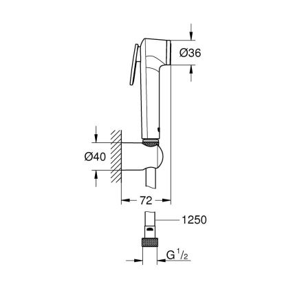 GROHE 26175001 - Handdusch för bidé VITALIO TRIGGER SPRAY 30 1250 mm krom
