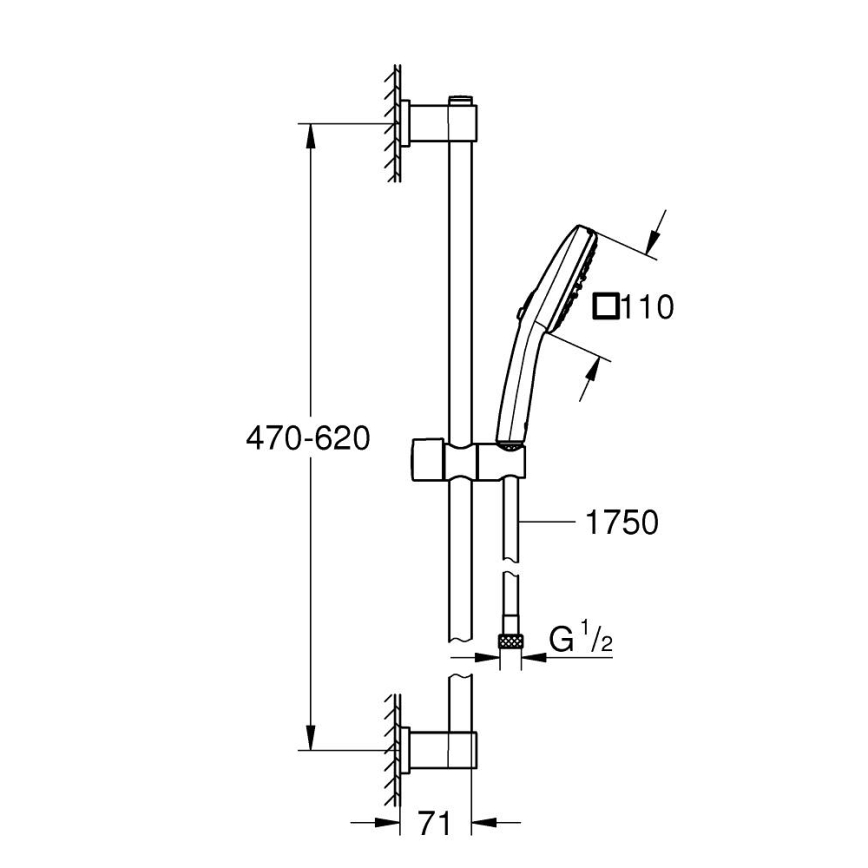 GROHE 26398001 - Duschset VITALIO COMFORT 110 600 mm polerad krom