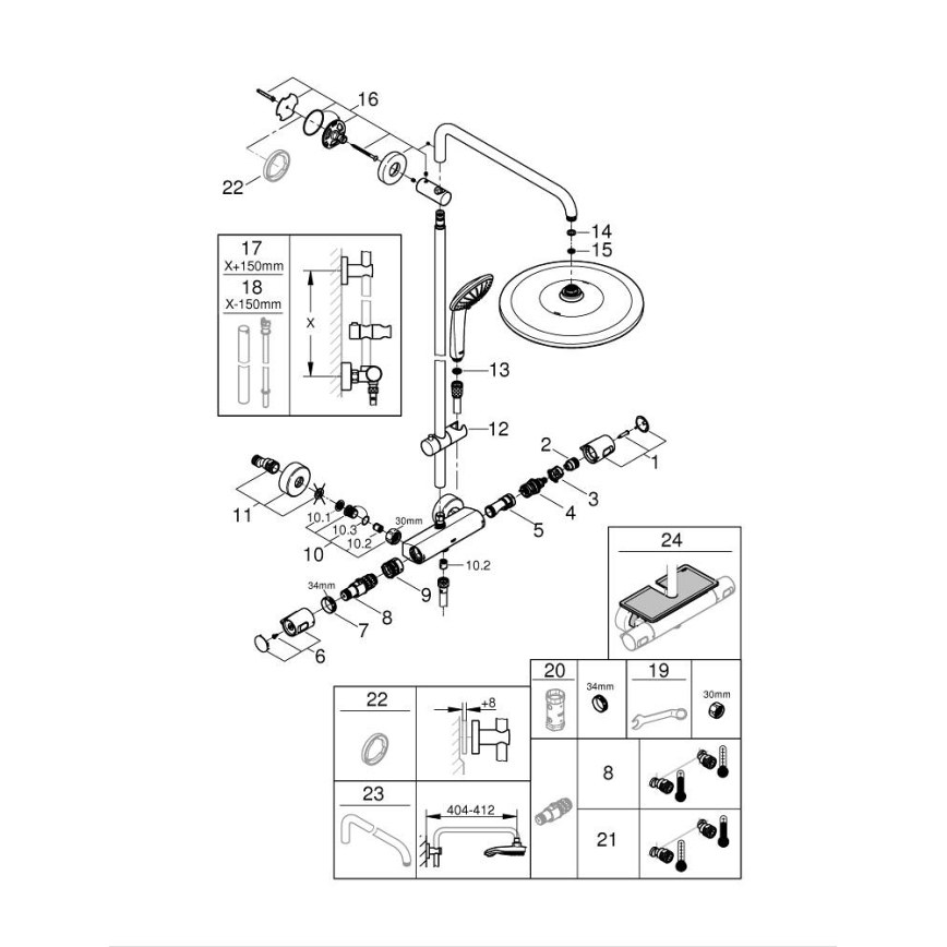GROHE 26400001 - Duschsystem VITALIO JOY SYSTEM 310 450 mm polerad krom