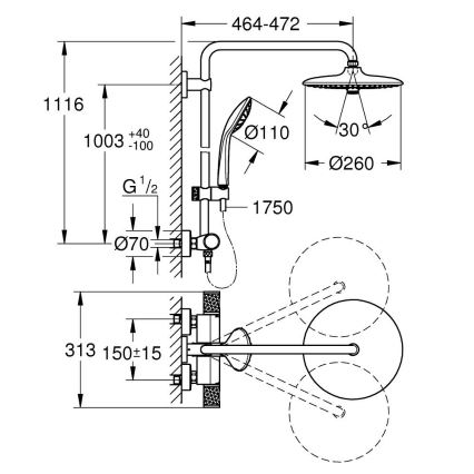 GROHE 26403KF2 - Duschsystem VITALIO JOY 260 svart