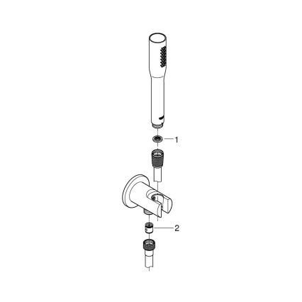 GROHE 26404000 - Handdusch STICK med duschslang och väggfäste, blankkrom