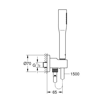 GROHE 26404000 - Handdusch STICK med duschslang och väggfäste, blankkrom