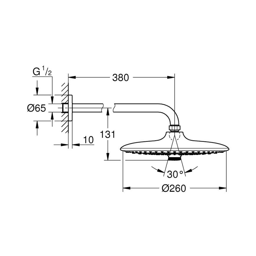 GROHE 26459000 - EUPHORIA 260 takdusch, 380 mm, polerad krom