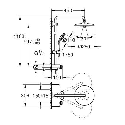 GROHE 26509000 - Duschsystem EUPHORIA SMARTCONTROL 260 mm blank krom