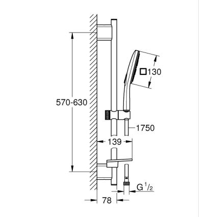 GROHE 26584000 - Duschset RAINSHOWER SMARTACTIVE 130 CUBE 600 mm, krom