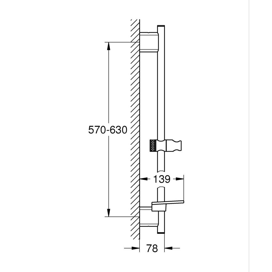 GROHE 266022430 - Duschstång SMARTACTIVE 600 mm svart