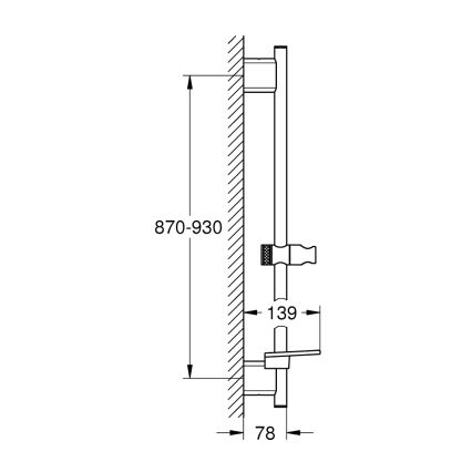 GROHE 26603000 - Duschstång RAINSHOWER SMARTACTIVE 900 mm blank krom