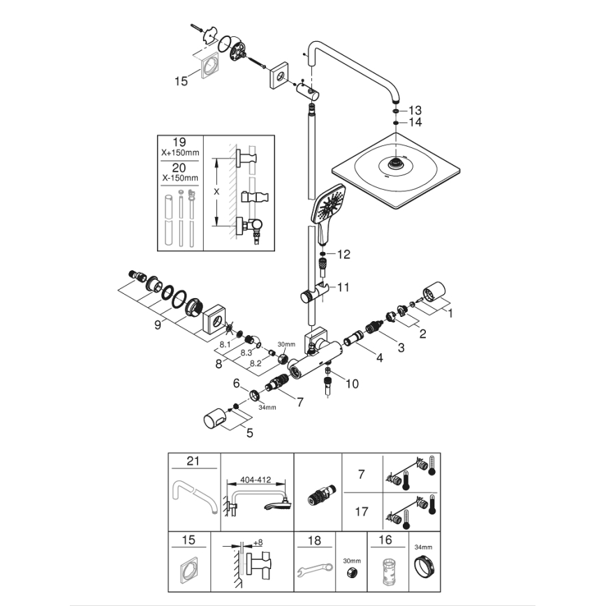 GROHE 26649000 - Duschsystem RAINSHOWER SMARTACTIVE 310 × 310 mm krom