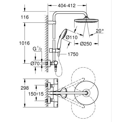 GROHE 266772431 - Duschsystem VITALIO START SYSTEM 250 390 mm svart
