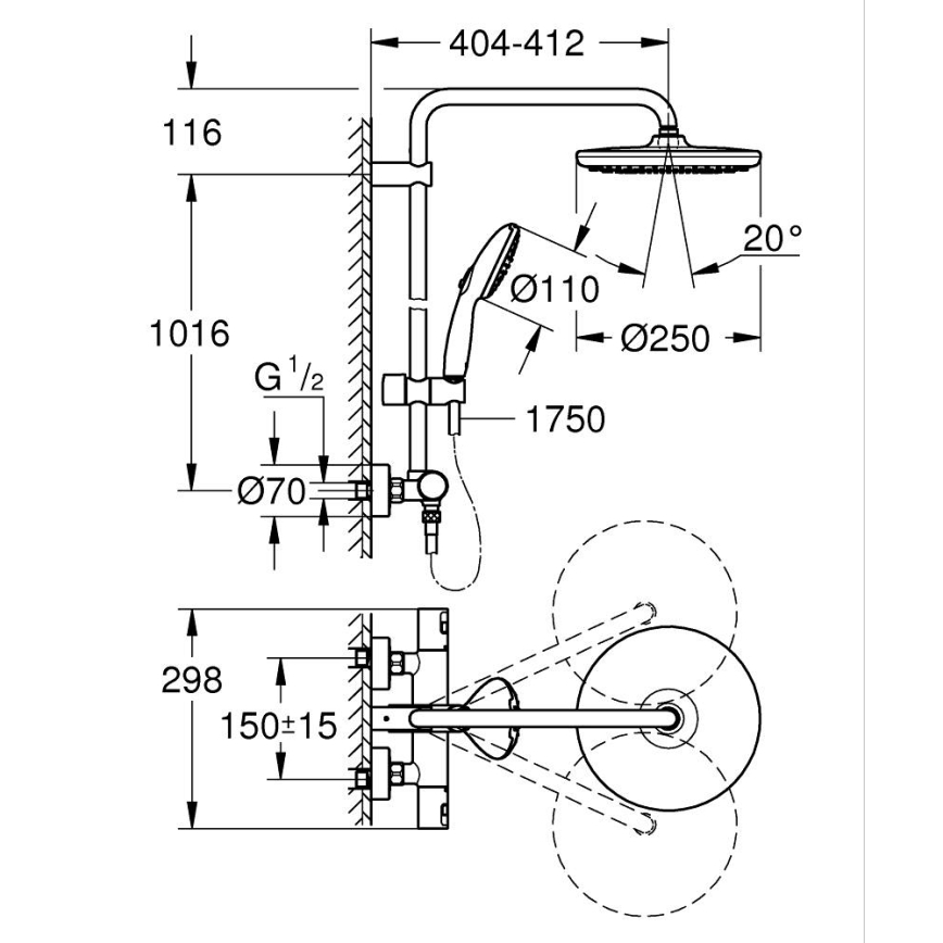 GROHE 266772431 - Duschsystem VITALIO START SYSTEM 250 390 mm svart