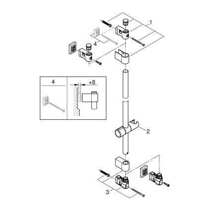 GROHE 26970001 - Duschstång VITALIO UNIVERSAL 1150 mm blank krom